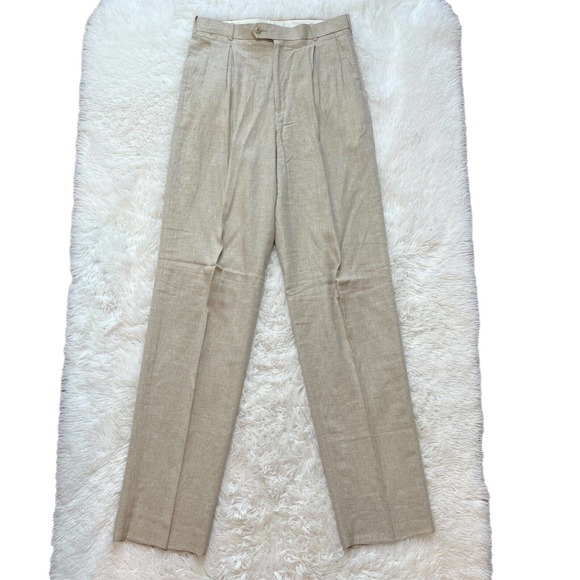 Pronti Other - Pronti Collection by Phita Men's Pants 32 Linen Rayon Cream Trousers Pleated